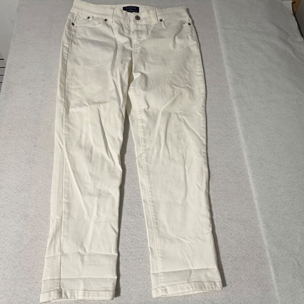 Talbots Simply Flattering 5-Pocket Pants White Straight Leg Petite 10P Stretch